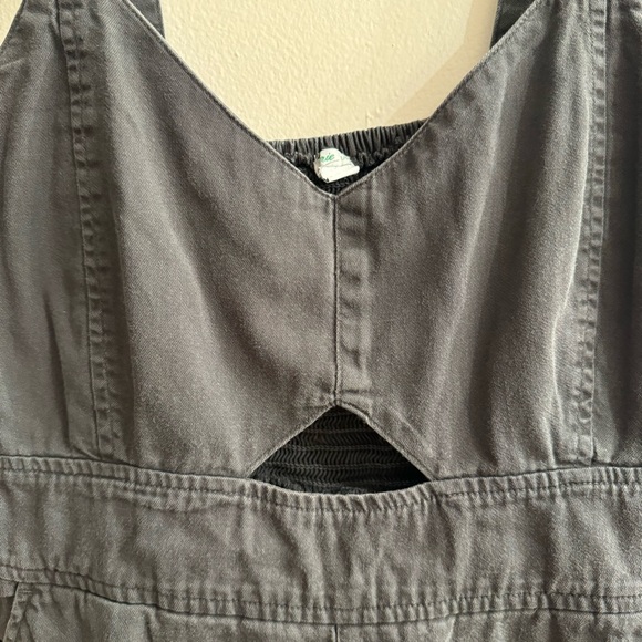 Aerie Charcoal Grey Cut Out Tank Top Wide Leg Jumpsuit Size Large - Picture 4 of 7